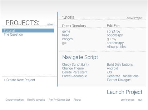 ren’py|Quickstart — Ren'Py Documentation.